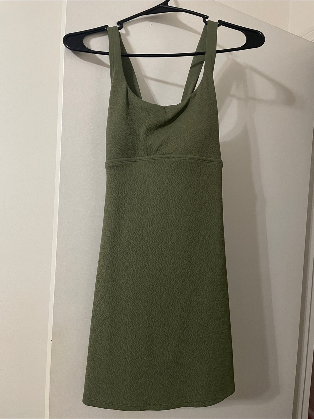 Lands End Swim Dress Olive Green Sleeveless Midi Dress